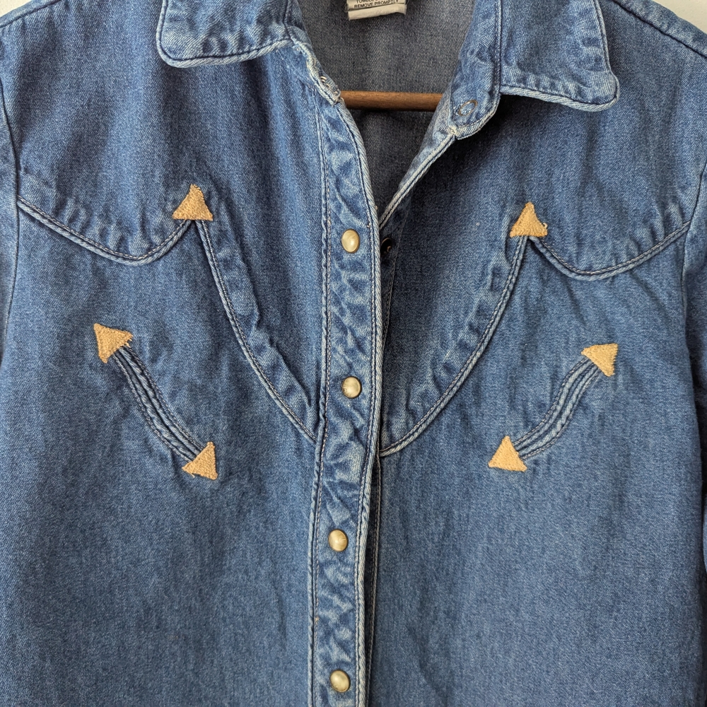 Denim Western Shirt with Tan Accents